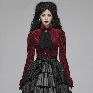 Victorian Gothic Velvet Corduroy Blouse with flared sleeves